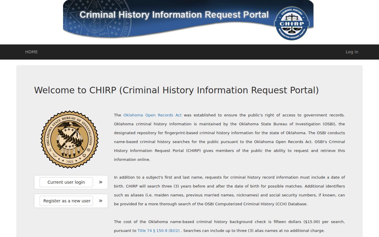 Cotton County warrant search distinction between OSBI criminal history and warrant status