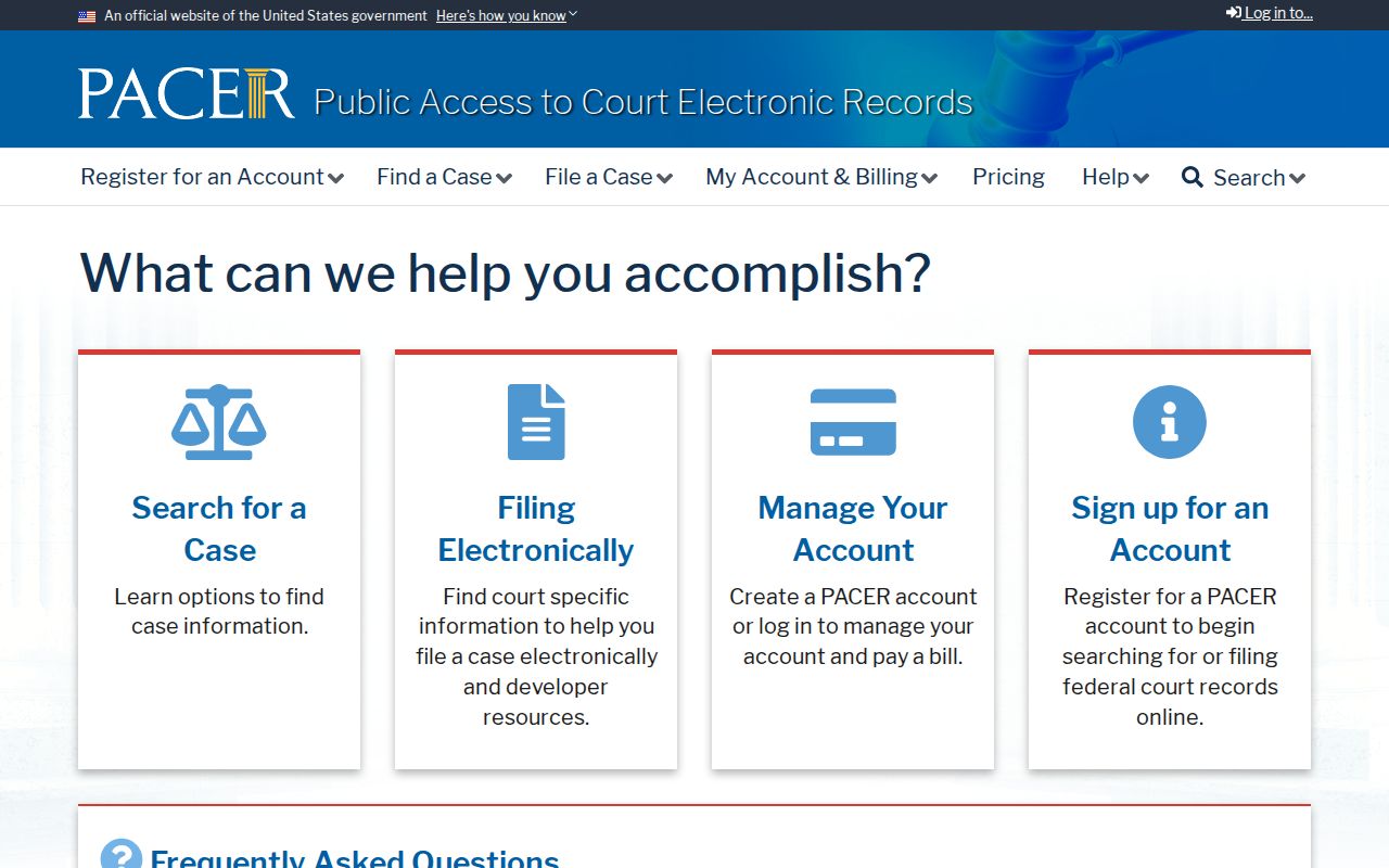 Cotton County federal warrant research PACER landing page